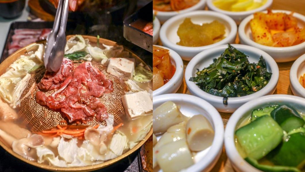 韓式銅盤烤肉有多種小菜吃到飽。（圖／陳小可的吃喝玩樂提供）