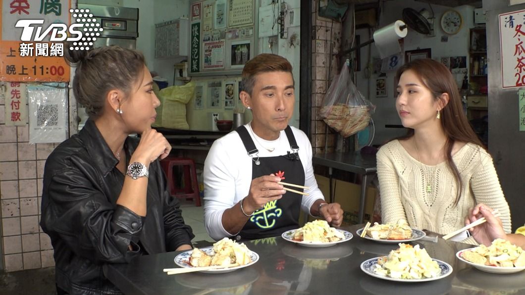 小禎（左起）、潘若迪、潘映竹一同享用美食。（圖／TVBS）