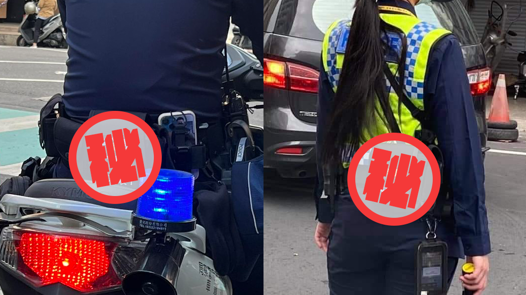網友觀察警察腰包繡字「屁孩殺手」，引發熱議。（圖／翻攝自爆料公社）