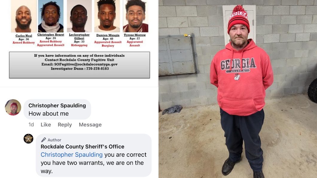 美國喬治亞州警方日前公布10大通緝犯名單有白目男留言「那我呢」結果秒被逮 。（圖／翻攝自臉書粉專Rockdale County Sheriff’s Office）