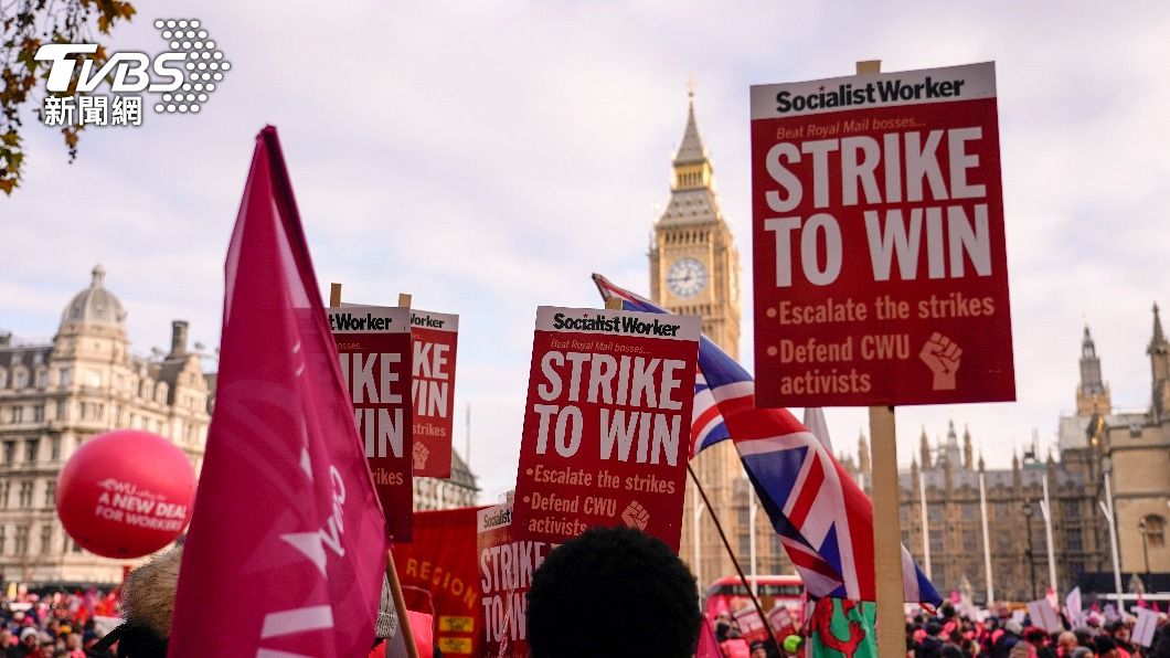 英國多個行業罷工。（圖／達志影像美聯社）