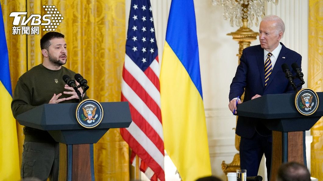 烏克蘭總統澤倫斯基會晤美國總統拜登。（圖／達志影像美聯社）