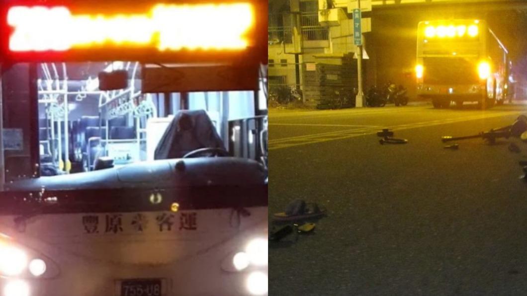 台中市發生死亡車禍，公車左轉撞到一家三口。（圖／翻攝自翻轉大台南交通違規2.0臉書、TVBS資料畫面）