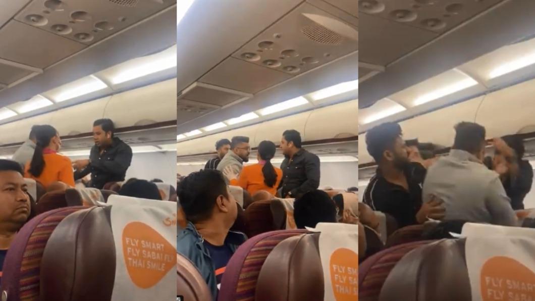 男乘客嗆空服員，結果被其他乘客圍毆。（圖／翻攝自Saurabh Sinha 推特 @27saurabhsinha）