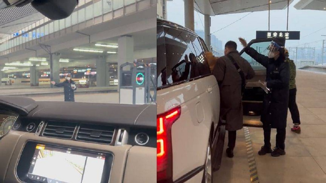 有網友分享在大陸高鐵站看到有私家車直接開上月台接人。（圖／翻攝自紅星新聞）