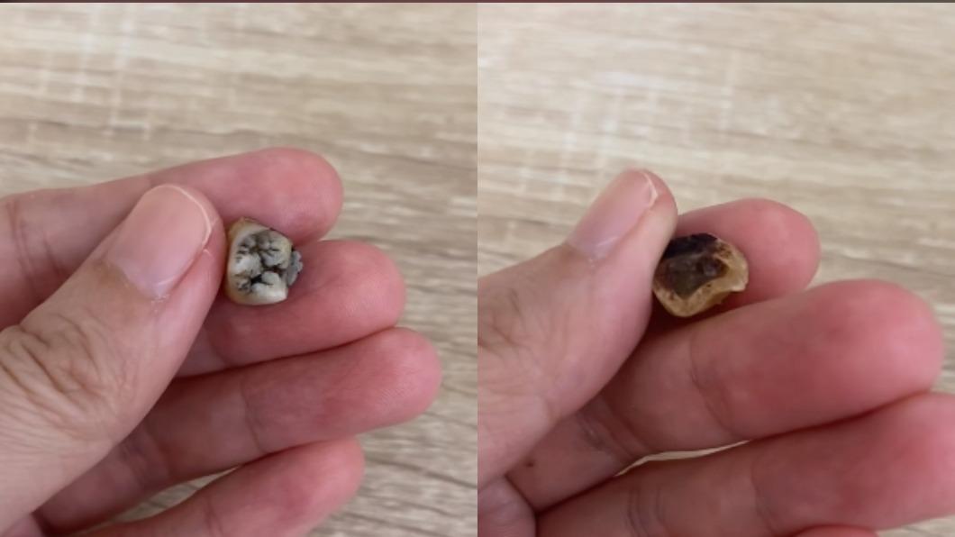 網友分享兒子在喝蛤蜊濃湯時，竟發現一顆牙齒。（圖／翻攝自Costco好市多 商品經驗老實說 臉書）