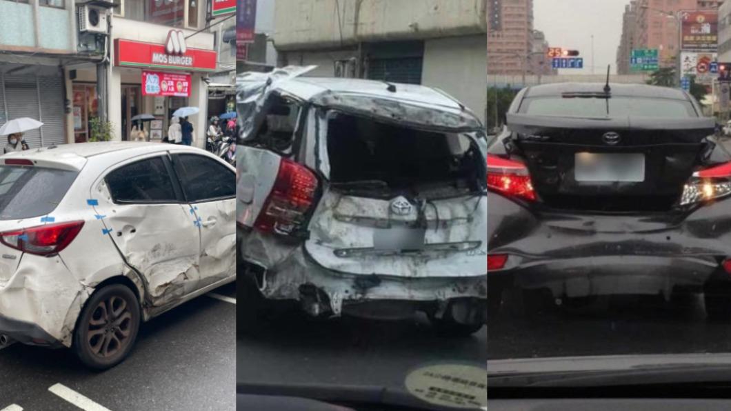 網友分享自己在路上看到的「事故車」。（圖／翻攝自路上觀察學院、爆料公社臉書）