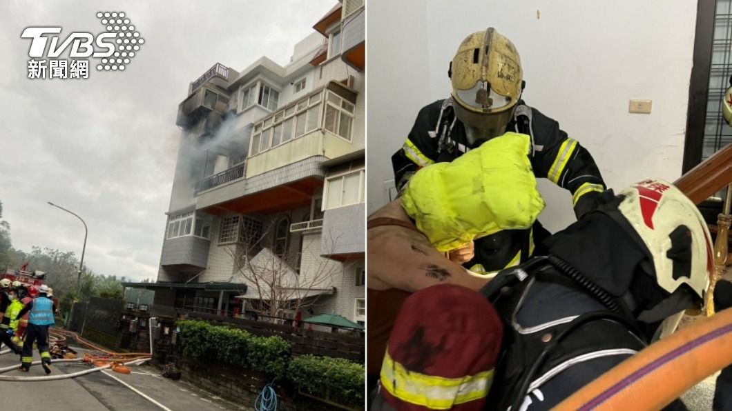 新店民宅稍早傳出火警，警消入內救出2位民眾。（圖／TVBS）