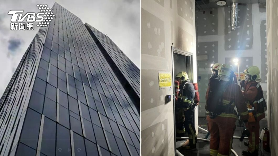 新莊宏匯大樓38樓機房稍早傳出火警。（圖／TVBS）