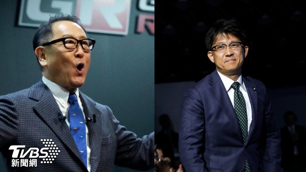 Toyota社長豐田章男（左）將職位交棒給Lexus總裁佐藤恒治（右）。（圖／達志影像美聯社）