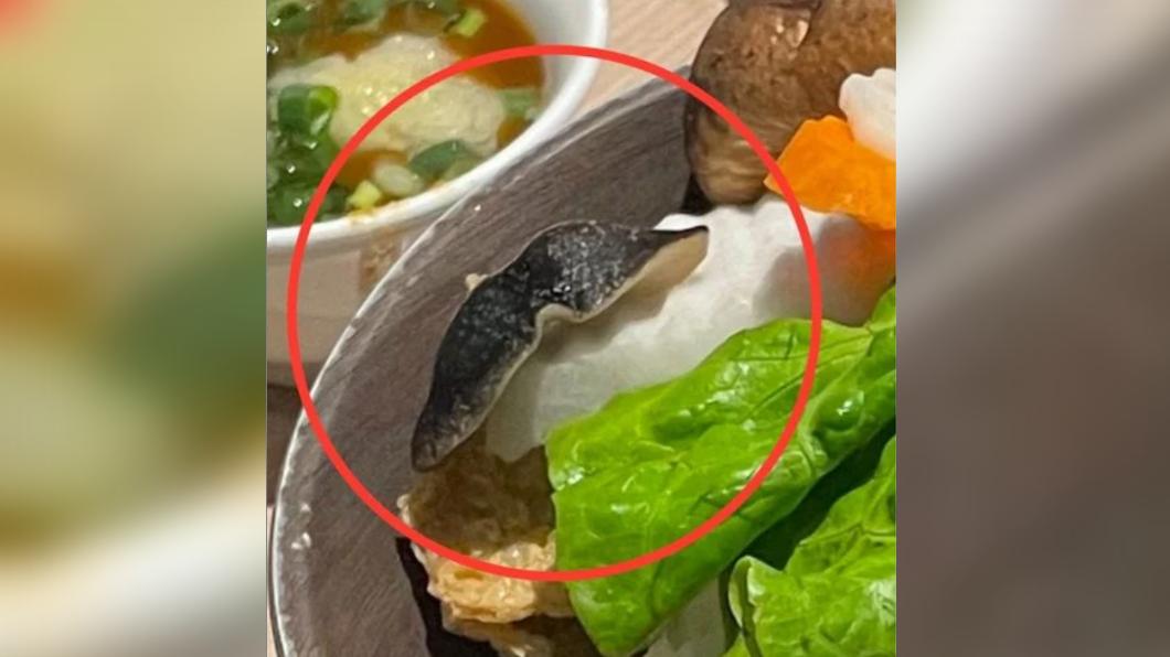 網友在某火鍋連鎖店用餐時看到菜盤中有蛞蝓。（圖／翻攝自Dcard）