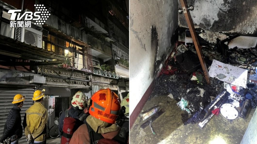 三重男子在家燒雜物引發火警，警消到場搶救。（圖／TVBS）
