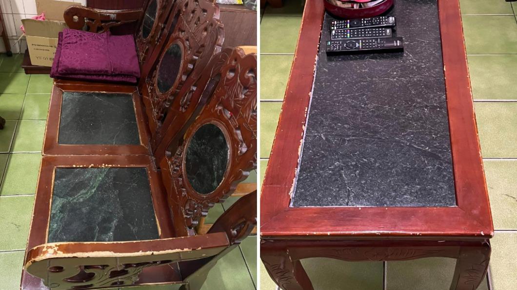 網友家中的一套桌椅，用了40幾年也用不壞。（圖／翻攝自爆廢公社二館臉書）