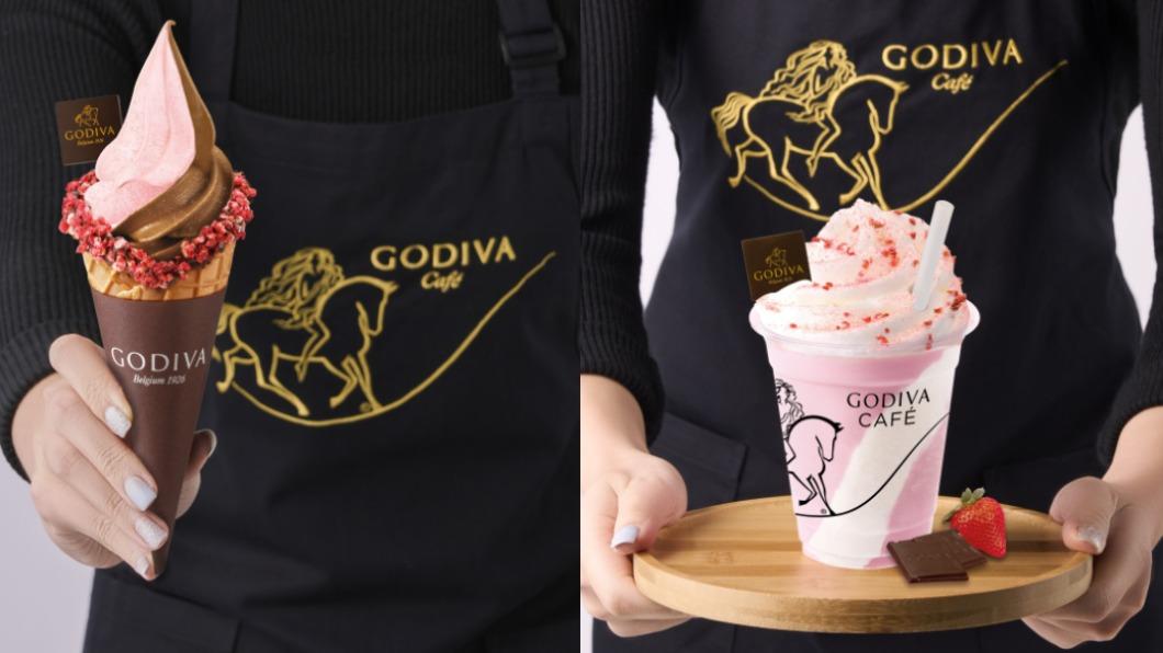 GODIVA推出超夯草莓巧克力霜淇淋和草莓奶昔。（圖／GODIVA提供）