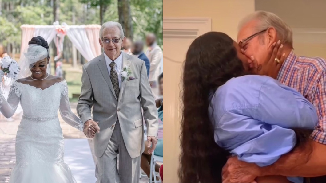 美國出現一對相差61歲的爺孫戀夫妻。（圖／翻攝自推特 Samzy @SamzyVG）