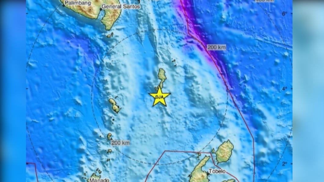 印尼塔勞群島發生規模6.0地震。（圖／翻攝自歐洲-地中海地震中心）