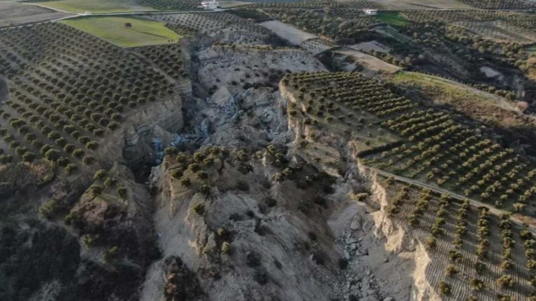 土耳其橄欖園中央出現峽谷。（圖／翻攝自推特@TomiLaffly）