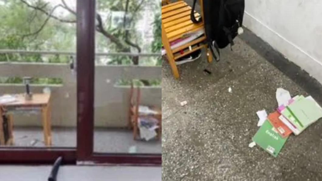 網友表示，弟弟的桌椅被霸凌者搬到教室外。（圖／翻攝自Dcard）