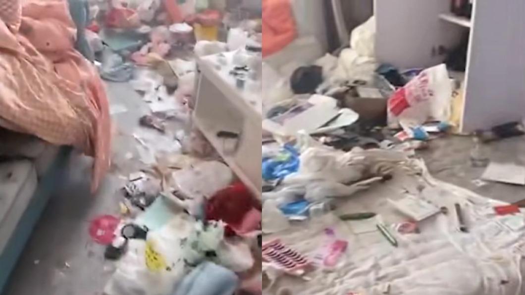 遼寧一女子租房退租留下滿屋垃圾。（圖／翻攝自微博@西部決策）