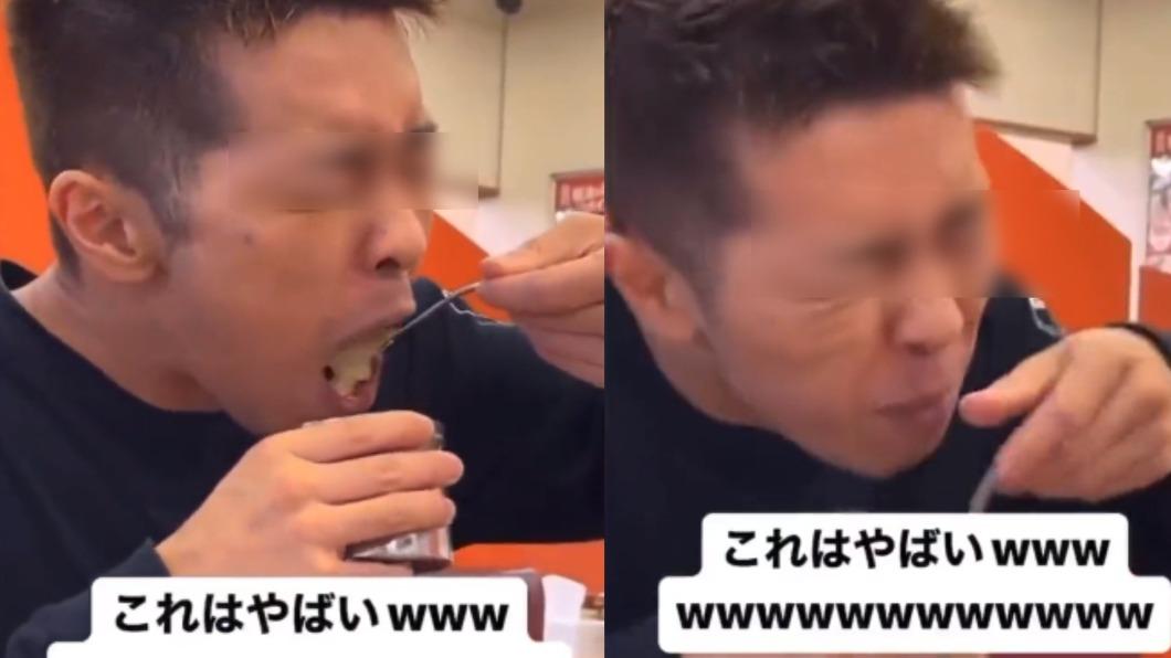 日本男子在拉麵店直接用公用湯匙吃蒜泥。（圖／翻攝自推特）
