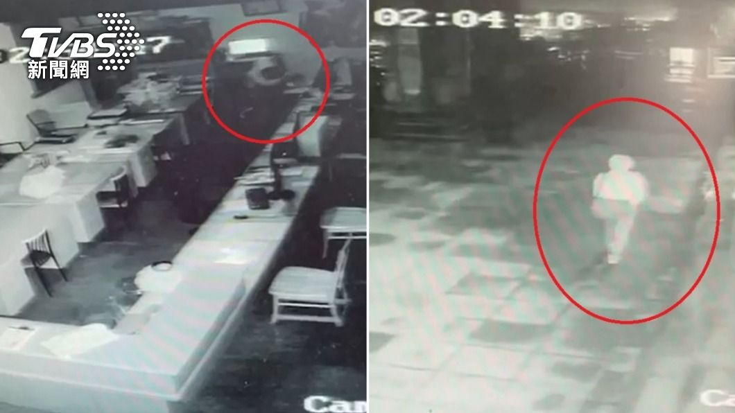 監視器拍下黃男闖入宮廟行竊的身影。（圖／TVBS）