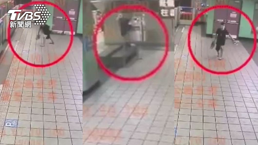 通緝犯疑似吸毒後在捷運站月台跳舞。（圖／TVBS）