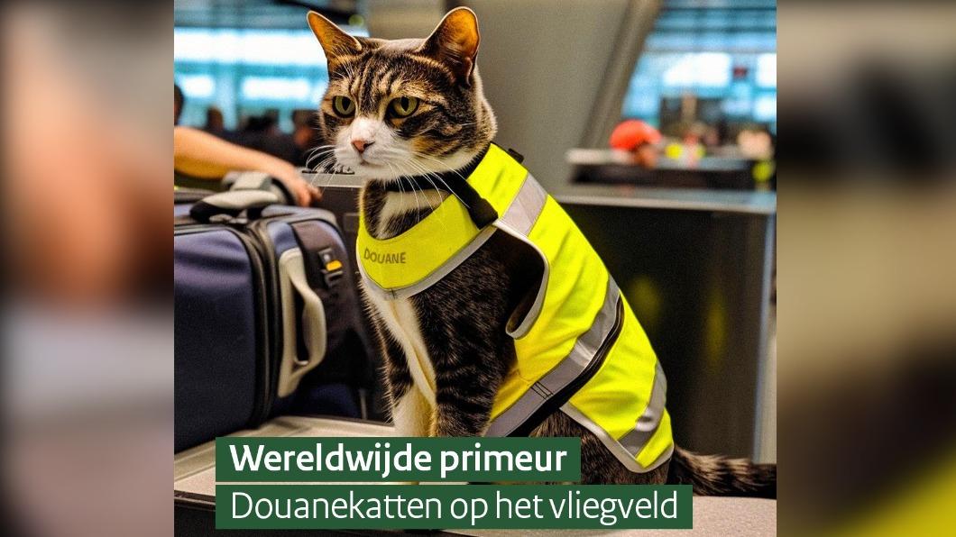 荷蘭海關宣佈，將在機場啟用貓咪、協助進行緝毒和行李抽查任務。（圖／翻攝自荷蘭海關臉書）