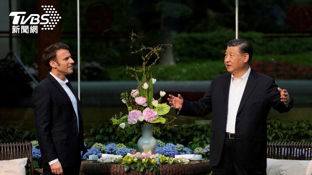 馬克洪訪中國與習近平見面。（圖／達志影像路透社）
