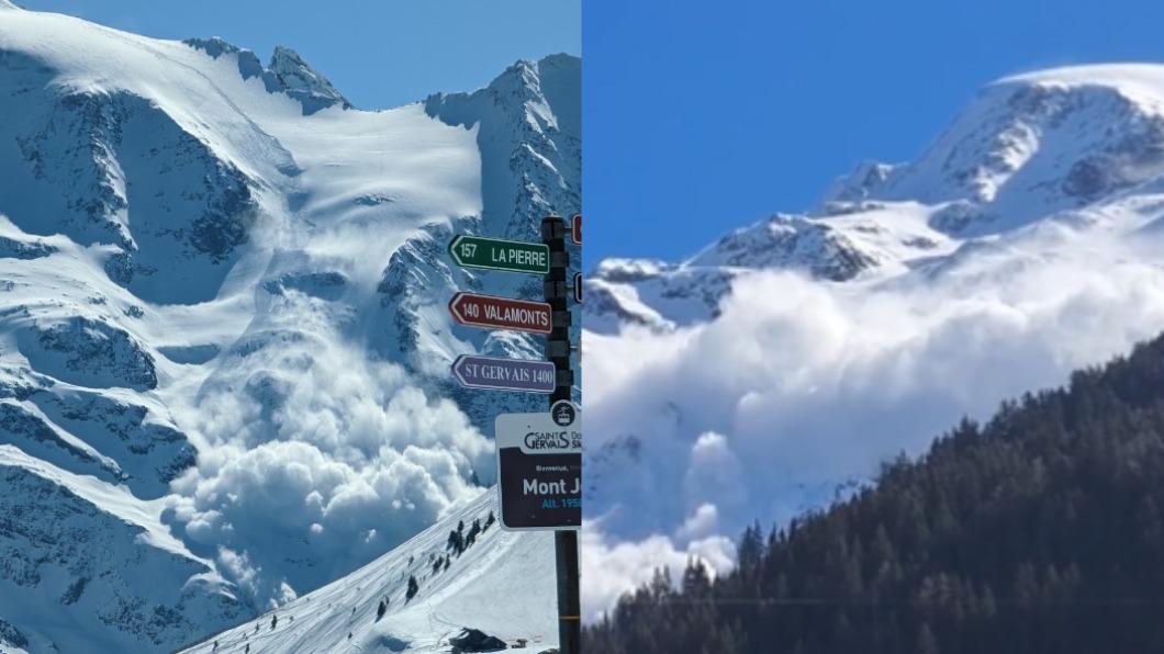 阿爾卑斯山白朗峰附近雪崩造成4死。（圖／翻攝自@domaineskiable推特）