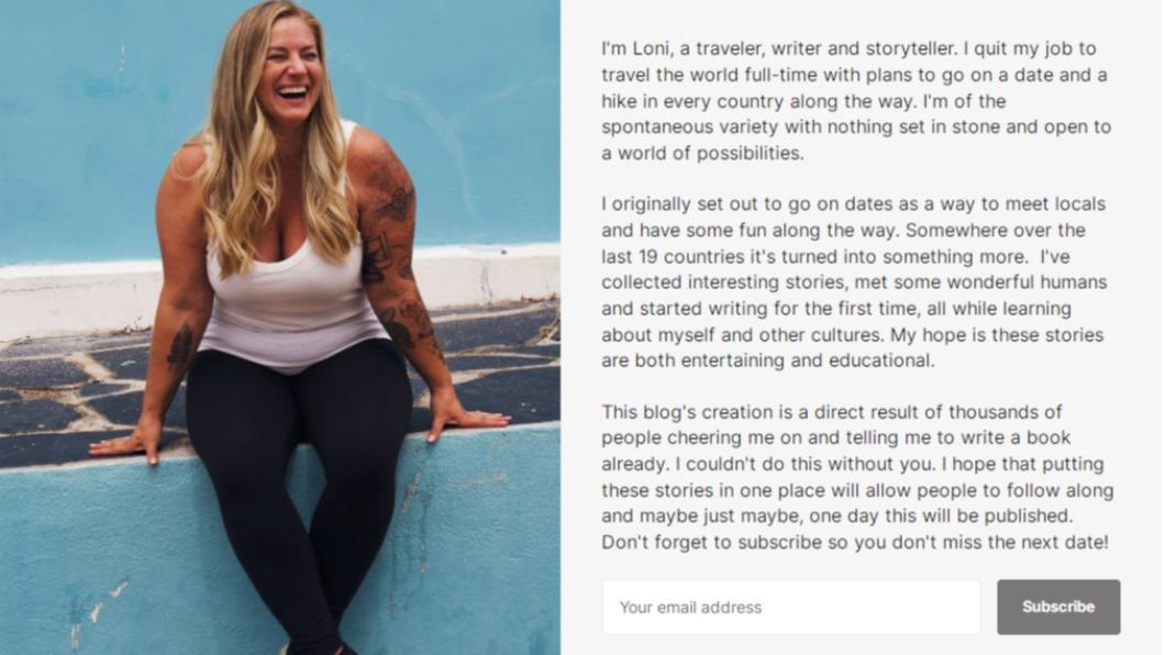 蘿妮詹姆斯在部落格中分享每一趟旅途經驗。（圖／翻攝自Loni James網站）