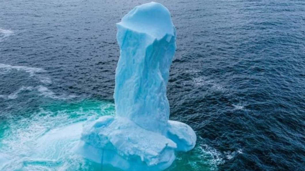 紐芬蘭冰山太像男性生殖器。（圖／翻攝自@winemaker1960 Twitter）