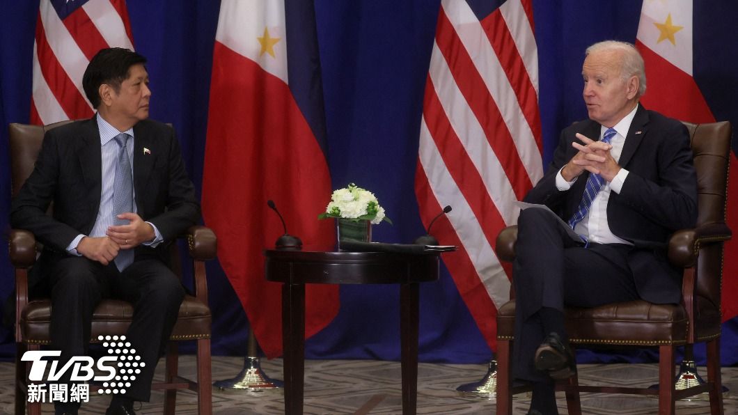 美國總統拜登與菲律賓總統小馬可仕2022年9月在紐約進行雙邊會談。（圖／達志影像路透社）