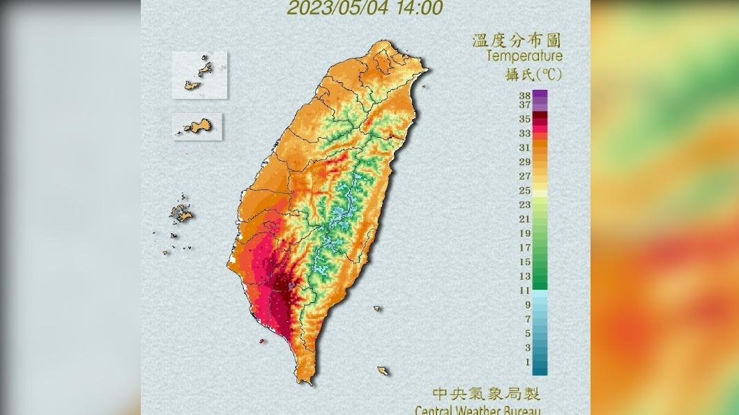 台灣高溫狀況。（圖／氣象局）