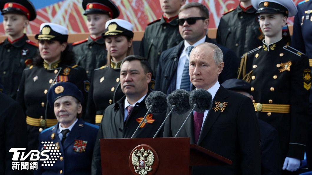 俄羅斯9日在紅場舉行盛大勝利日紀念閱兵，總統普欽發表演說。（圖／達志影像路透社）