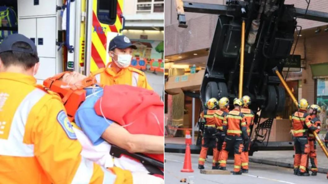 香港九龍城拍片現場爆事故。（圖／翻攝自微博）