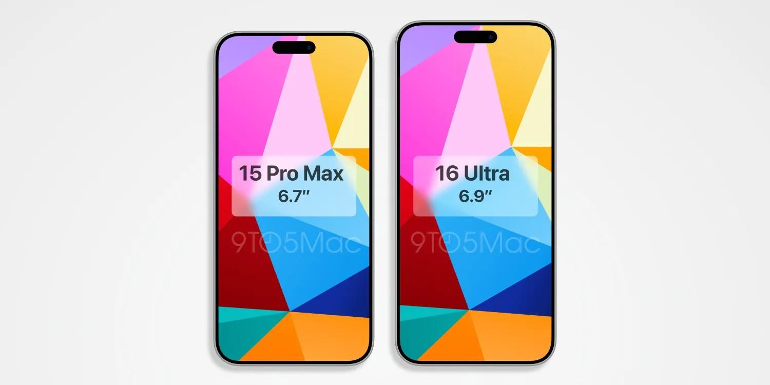 有傳聞指出iPhone 16 Pro Max可能會改名為iPhone 16 Ultra。（圖／翻攝自9to5mac） iPhone 16 Pro系列傳將放大螢幕！外媒曝原因