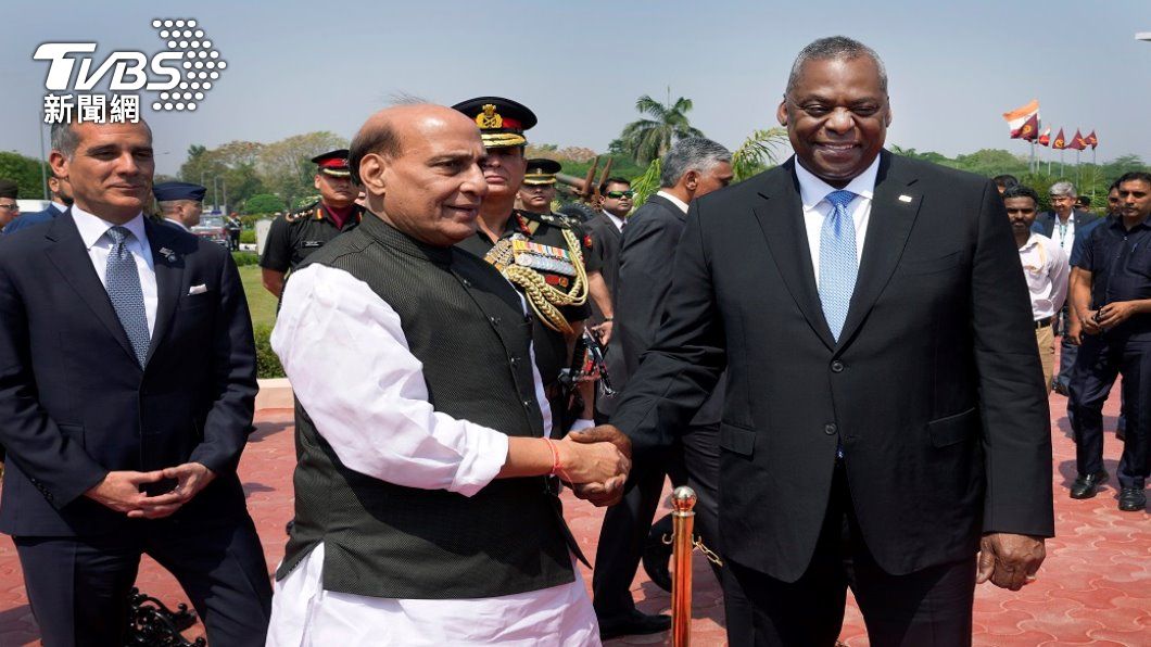 美國國防部長奧斯汀與印度防長辛赫會晤。（照片來源：AP）