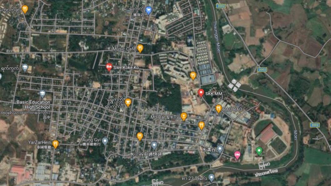 緬甸邊境KK園區。（圖／翻攝自Google Map） 