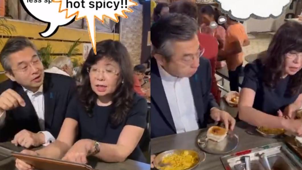 日本駐印度大使鈴木浩與妻子在印度餐館內點菜，兩人比拚誰更「耐辣」。（圖／翻攝自鈴木浩推特）