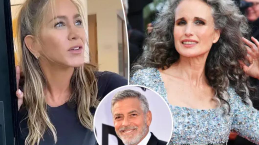 珍妮佛·安妮斯頓（Jennifer Aniston）、喬治·克隆尼（George Clooney）等明星都「擁抱銀髮」。（圖／翻攝自《pagesix》）