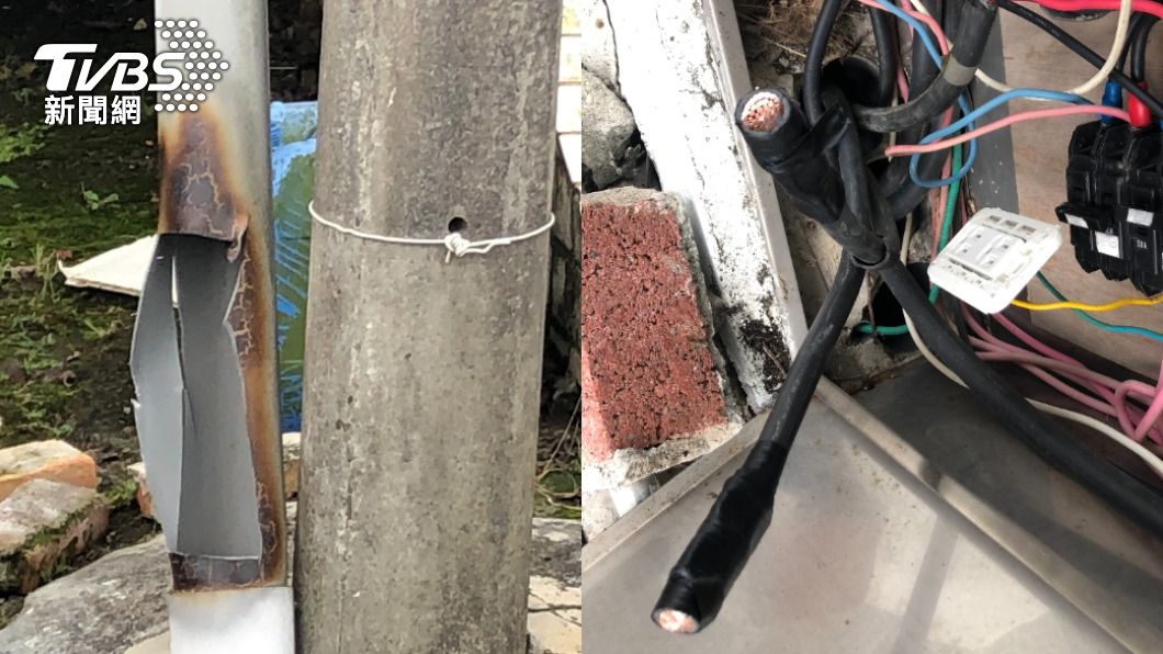兩名竊賊潛入青潭寶塔偷電纜線。（圖／TVBS）