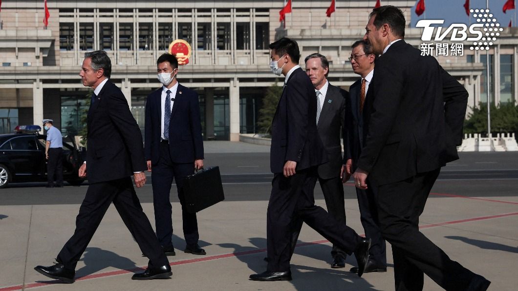 美國國務卿布林肯訪北京，無紅地毯迎接。（圖／達志影像路透社）