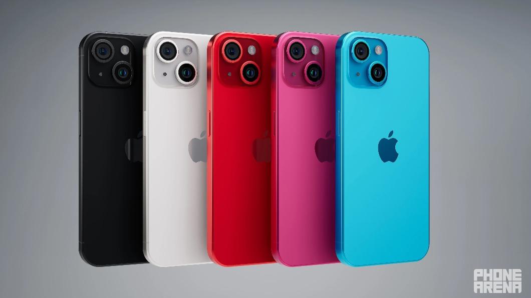 iPhone 15傳將新增「粉、藍」2色。（圖／翻攝自Phonearena官網）