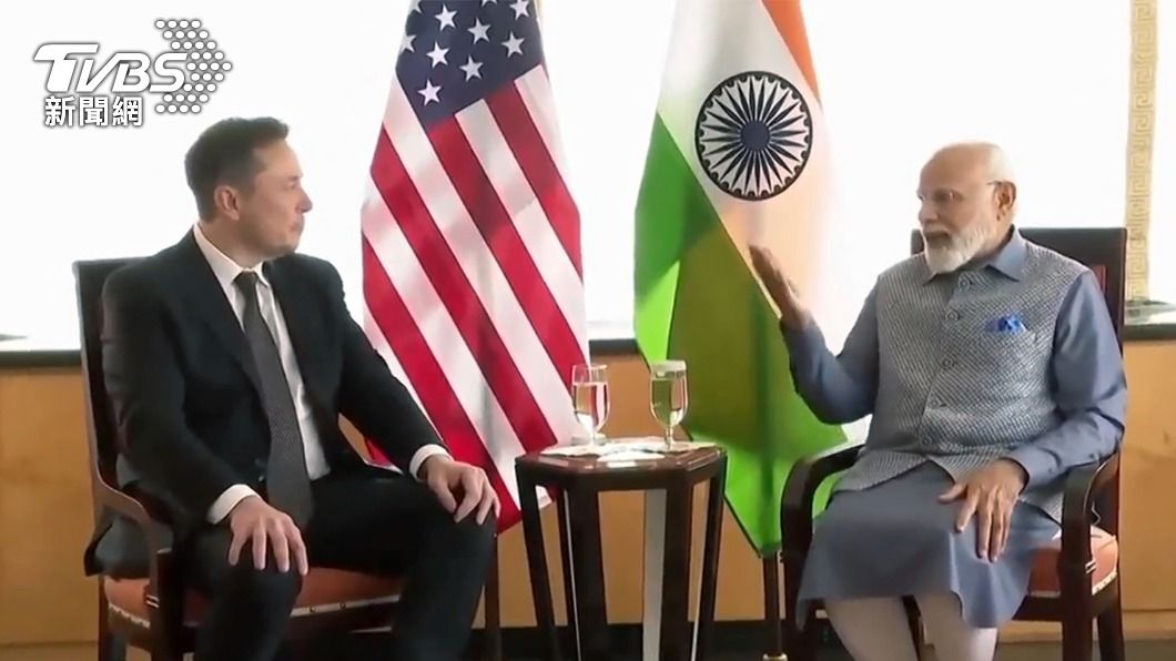 馬斯克與印度總理莫迪舉行會談。（圖／達志影像美聯社）