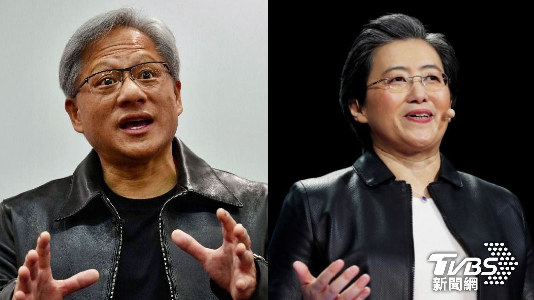 輝達（NVIDIA）執行長黃仁勳和超微（AMD）執行長蘇姿丰為晶片產業的龍頭人物。（圖／TVBS、達志影像路透社）