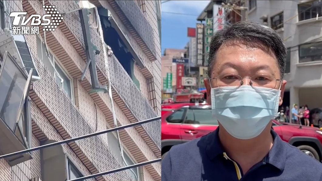 中正東路大樓氣爆火警，新竹瓦斯公司副總劉顯榮表示，一定會全額負責。（圖／TVBS）