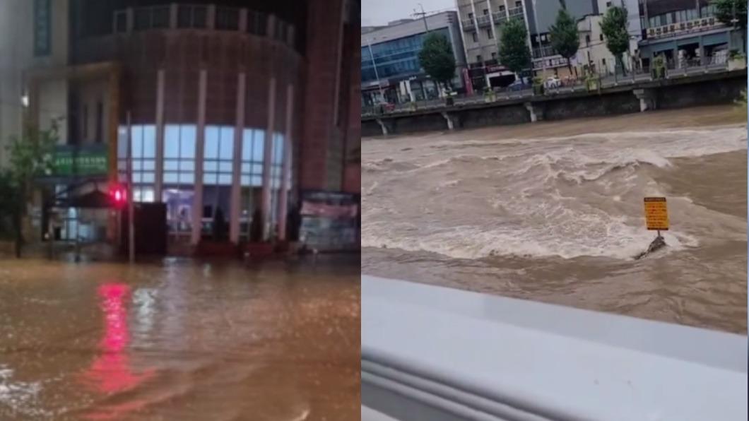 韓國南部豪雨成災，多處淹水。（圖／翻攝自韓聯社YonhapnewsTV YouTube、推特@gimdaon1）