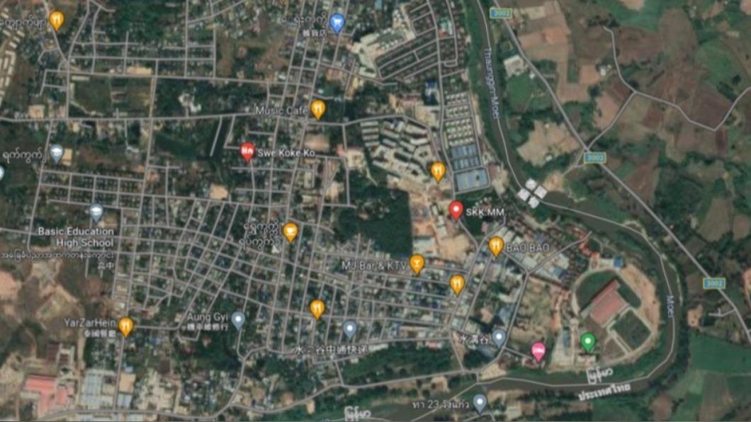 緬甸KK園區是人蛇集團聚集地，兩名受害者險些器官遭變賣到此。（圖／翻攝自Google Map）