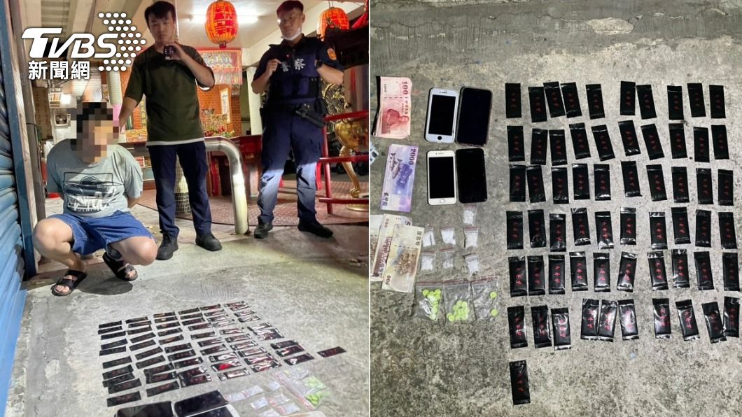 警方逮捕李姓毒販，查扣大量毒品。（圖／TVBS）