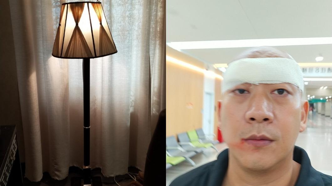香港武打男星拍片時遭落地燈砸傷。（圖／翻攝自李嘉微博）